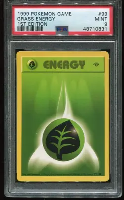 Pokemon Grass Energy #99 Base Set Shadowless 1st Edition GREY STAMP - MINT PSA 9 - Image 1