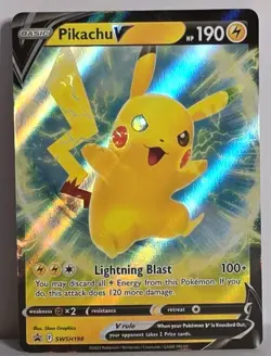 Pikachu V SWSH198 Holofoil Black Star Promo Card Rare Full Art Pokemon TCG LP+ - Image 1