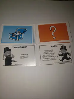 Monopoly 2018 Board Game Pieces Complete Set 16 Chance 16 Community Chest Cards - Image 1