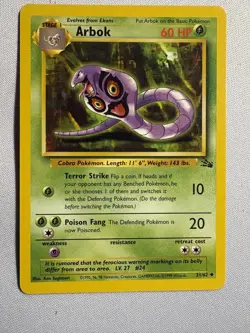 Arbok Fossil 1st Edition Uncommon 31/62 60 HP Pokemon Card Wizards 1999 - Image 1