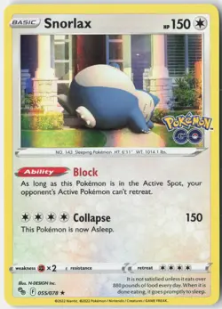 Snorlax 055/078 Holo Rare Pokemon GO Pokemon Holo Near Mint - Image 1