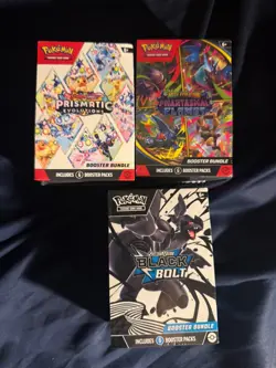 Pokemon TCG Booster Bundle Lot (3): Prismatic, Black Bolt, Phantasmal Flames. - Image 1