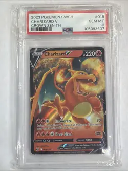 Charizard v Holo Ultra Rare Pokemon TCG Crown Zenith 018/159 PSA 10 - Image 1