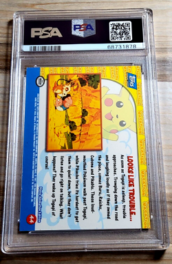 1999 Topps Pokemon Movie Edition LOOKS LIKE TROUBLE #44 Holo Foil PSA 8 NearMint - Image 2