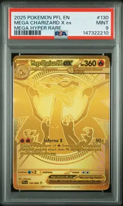 2025 POKEMON PFL EN-PHANTASMAL FLAMES MEGA HYPER RARE MEGA CHARIZARD X EX PSA 9 - Image 1