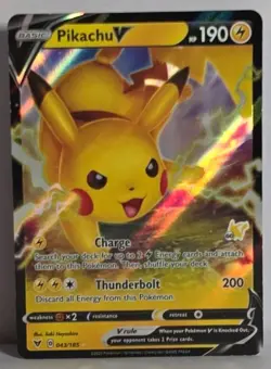 Pikachu V 043/185 Pikachu Stamp Deck Variant Vivid Voltage Pokemon TCG Full Art - Image 1