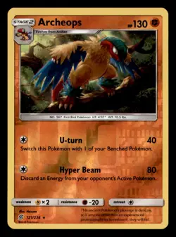 Archeops 121/236 Rare Unified Minds Pokemon Reverse Holo Near Mint - Image 1