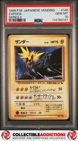 1998 Pokemon Japanese Vending #145 Zapdos Series Ii PSA 10 - Image 1