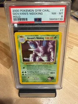 2000 Pokemon Gym Challenge #7/132 Giovanni's Nidoking Holo PSA 8 - Image 1