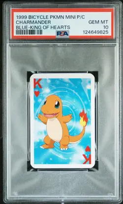 PSA 10 GEM MINT 1999 POKEMON MINI PLAYING CARDS Blue Charmander King of hearts - Image 1