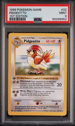 Pokemon Card Pidgeotto 22/102 1st Edition PSA 9 Shadowless Base Set - Image 1
