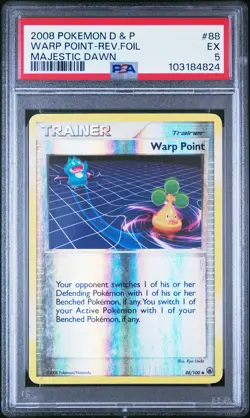 2008 POKEMON DIAMOND & PEARL MAJESTIC DAWN #88 WARP POINT-REVERSE FOIL PSA 5 - Image 1