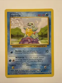 Squirtle 063/102 Base Set NM Pokemon - Image 1