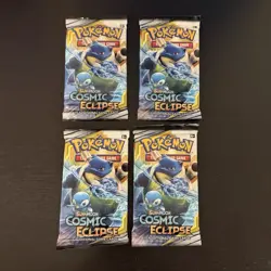 Pokemon Sun & Moon Cosmic Eclipse Blastoise Art Lot of 4 Sealed Booster Packs! 820650805899 - Image 1