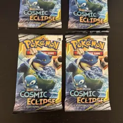 Pokemon Sun & Moon Cosmic Eclipse Blastoise Art Lot of 4 Sealed Booster Packs! 820650805899 - Image 2