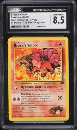Brock's Vulpix W Stamped Top Deck Magazine 037/132 Gym Challenge Pokemon CGC 8.5 - Image 1