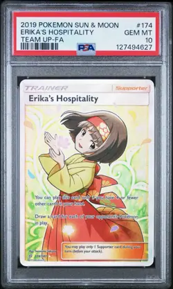 Pokemon 2019 Sun and Moon Team Up Erika's Hospitality #174 PSA 10 - Image 1