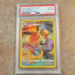 Pokemon Flareon TG01 Brilliant Stars Trainer Gallery Full Art Holo PSA 8 - Image 1