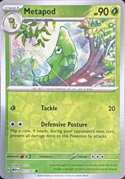 Metapod 011/165 Common 151 Pokemon Reverse Holo Near Mint - Image 1