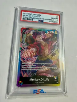 Monkey.D.Luffy Leader | 2nd Anniversary Tournament | PSA 10 One Piece CCG #P - Image 1