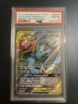2019 Pokemon Black Star Promo Celebi & Venusaur GX Full Art #SM167 PSA 10 GEM MT - Image 1