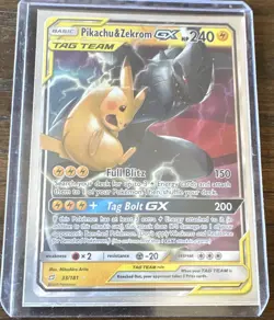 The Pokemon Company Pikachu & Zekrom GX TAG TEAM Holo Ultra Rare 33/181 240 HP - Image 1
