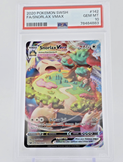 PSA 10 2020 POKEMON SNORLAX VMAX FULL ART FA SWSH HOLO SWORD & SHIELD #142/202 - Image 1