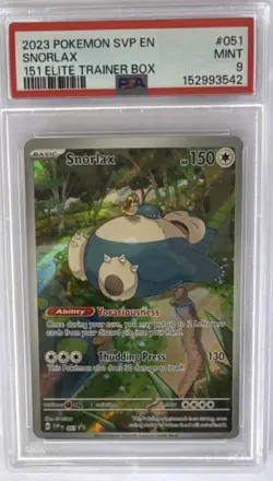 Pokemon TCG Snorlax SVP 051 Scarlet & Violet 151 ETB Promo Holo PSA 9 - Image 1