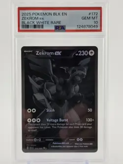 PSA 10 2025 POKEMON BLK EN ZEKROM EX BLACK BOLT BLACK WHITE RARE FULL 172/086 - Image 1