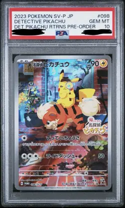 2023 POKEMON JAPANESE SV-P PROMO #098 DETECTIVE PIKACHU PSA 10 - Image 1