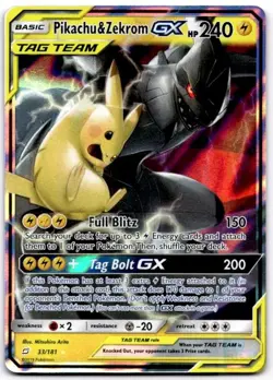 Pikachu & Zekrom GX 33/181 Holo GX Rare Team Up Pokemon Lightly Played - Image 1