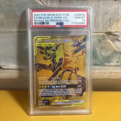 2021 POKEMON SM BLACK STAR PROMO #SM248 FULL ART/PIKACHU & ZEKROM GX PSA 10 - Image 1
