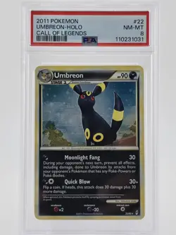 PSA 8 2011 POKEMON UMBREON HOLO RARE CALL OF LEGENDS SET NM-MT 22/95 - Image 1