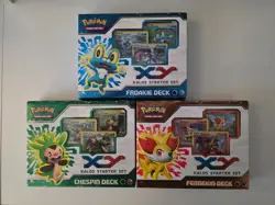 Pokemon Froakie, Chespin, Fennekin Kalos Starter Set's w/ 3 Legendary Treasures - Image 1