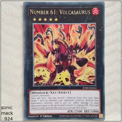 Number 61: Volcasaurus - JUSH-EN043 - Rare 1st Edition Yugioh - Image 1