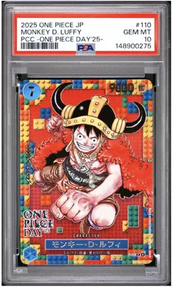 2025 ONE PIECE JPN PREM CARD COLL ONE PIECE DAY 25 #110 MONKEY D. LUFFY PSA 10 - Image 1