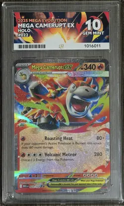 ACE 10 Mega Camerupt ex 022/132 Pokemon Card Me01: Mega Evolution Holo GEM MINT - Image 1