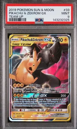 Pokemon TCG Sm: Team Up Pikachu Zekrom GX Ultra Rare Holo Card 33/181 - Image 1