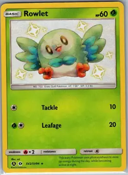 Rowlet SV2/SV94 Hidden Fates: Shiny Vault - Pokemon Card - NM - Image 1