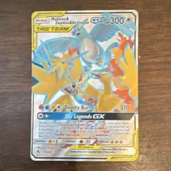 Pokemon Moltres & Zapdos & Articuno GX TAG TEAM Full Art Holo 66/68 UF EN 300HP - Image 1