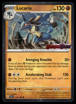 LUCARIO (SCARLET & VIOLET STAMP) - 114/198 COSMO Holo POKEMON NM - Image 1