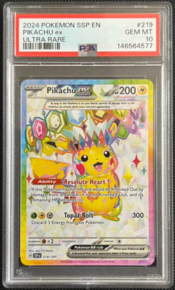 2024 Pokemon Surging Sparks Pikachu ex #219/191 PSA 10 GEM MINT SV08 Hyper Rare - Image 1