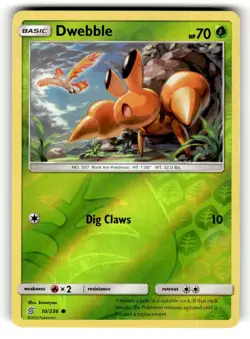 Dwebble 10/236 Common Unified Minds Reverse Holo Pokemon Lightly Played - Image 1