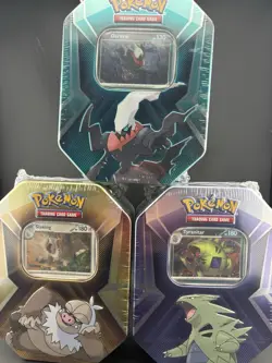 Pokemon TCG Sealed Tin Box Lot of 3 Darkrai Slaking Tyranitar English - Image 1