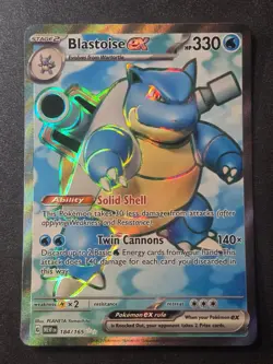 Blastoise ex 184/165 NM 151 Ultra Rare Pokemon Holo - Image 1