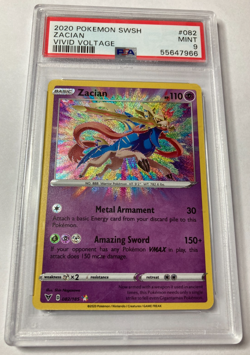 2020 Pokemon Sword & Shield Vivid Voltage 082/185 Zacian Amazing Rare PSA 9 - Image 1