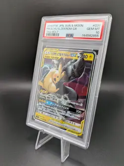 PSA 10 2018 POKEMON PIKACHU & ZEKROM GX JAPANESE SUN & MOON TAG BOLT #031 TEAM - Image 2