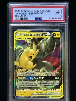 Pokemon Pikachu & Zekrom GX Team Up Holo Ultra Rare #33 PSA 9 Mint - Image 1