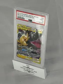 2019 POKEMON SUN & MOON TEAM UP #33 PIKACHU & ZEKROM GX PSA 9 - Image 1