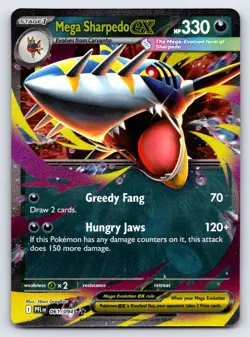 Mega Sharpedo ex 061/094 Double Rare Phantasmal Flames Pokemon Near Mint - Image 1